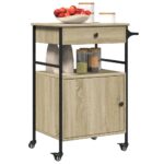 vidaXL Kuchynský vozík, dub sonoma 56x43x89,5 cm, kompozitné drevo – Obrázok 6