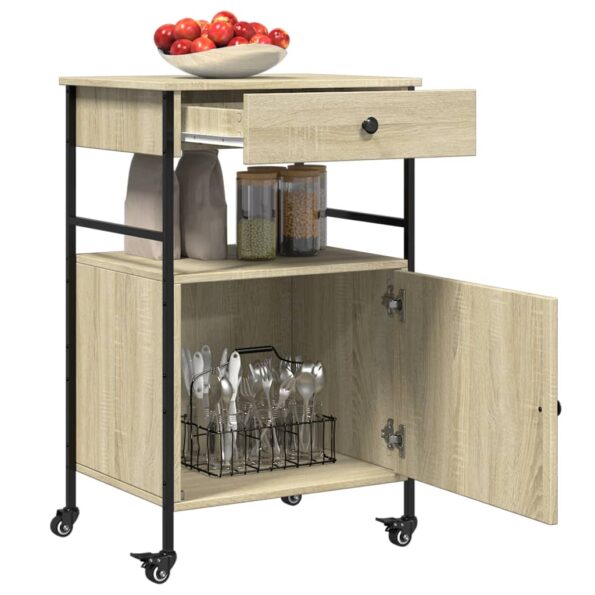 vidaXL Kuchynský vozík, dub sonoma 56x43x89,5 cm, kompozitné drevo – Obrázok 7