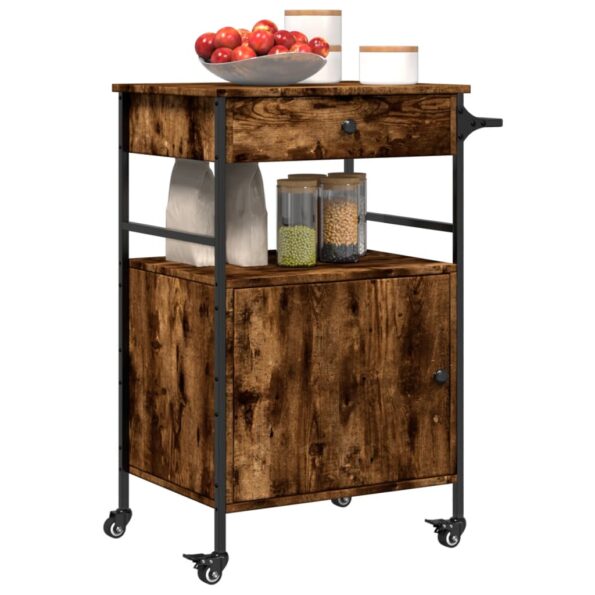 vidaXL Kuchynský vozík, tmavý dub 56x43x89,5 cm, kompozitné drevo – Obrázok 6