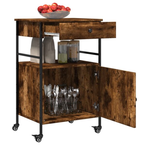 vidaXL Kuchynský vozík, tmavý dub 56x43x89,5 cm, kompozitné drevo – Obrázok 7
