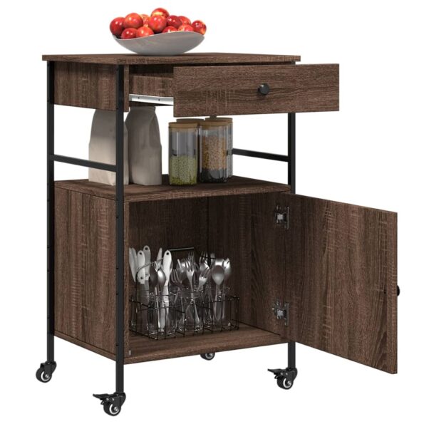vidaXL Kuchynský vozík, hnedý dub 56x43x89,5 cm, kompozitné drevo – Obrázok 7