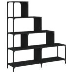 vidaXL Knižnica 4 schody čierna 139x33,5x149 cm kompozitné drevo – Obrázok 2