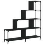 vidaXL Knižnica 4 schody čierna 139x33,5x149 cm kompozitné drevo – Obrázok 7