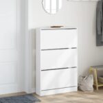 vidaXL Botník biely 80x21x125,5 cm kompozitné drevo – Obrázok 3