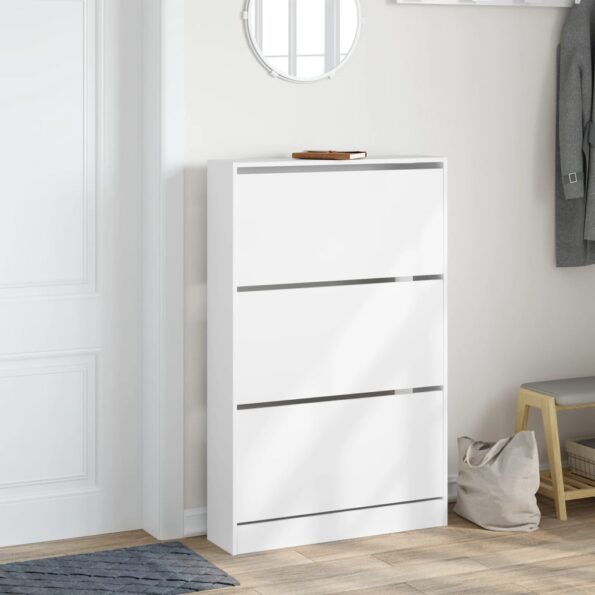 vidaXL Botník biely 80x21x125,5 cm kompozitné drevo – Obrázok 3