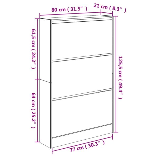 vidaXL Botník biely 80x21x125,5 cm kompozitné drevo – Obrázok 9