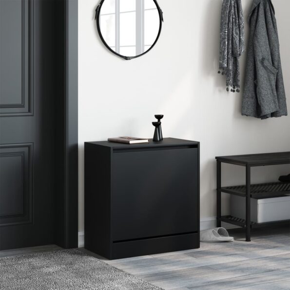 vidaXL Botník čierny 60x34x63,5 cm kompozitné drevo – Obrázok 3