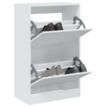 vidaXL Botník biely 60x34x96,5 cm kompozitné drevo