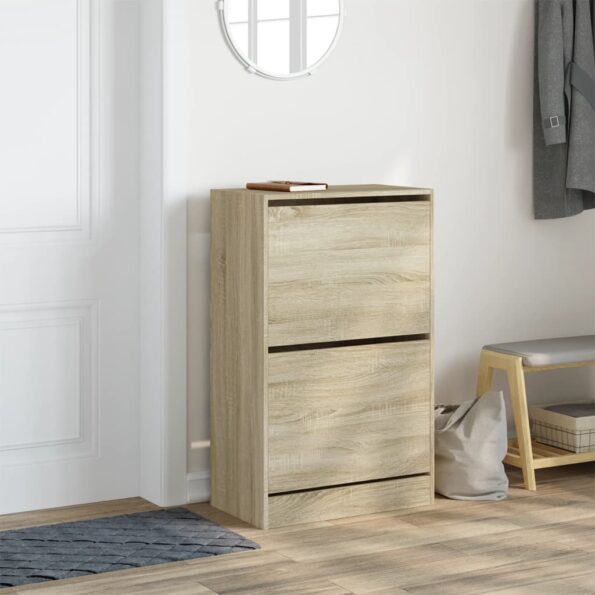 vidaXL Botník dub sonoma 60x34x96,5 cm kompozitné drevo – Obrázok 3