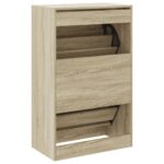 vidaXL Botník dub sonoma 60x34x96,5 cm kompozitné drevo – Obrázok 7