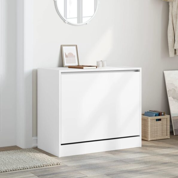 vidaXL Botník biely 80x42x69 cm spracované drevo – Obrázok 3