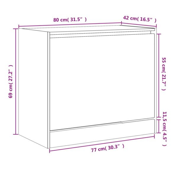 vidaXL Botník dub sonoma 80x42x69 cm spracované drevo – Obrázok 9