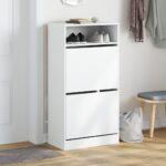 vidaXL Botník biely 60x34x116 cm kompozitné drevo – Obrázok 3