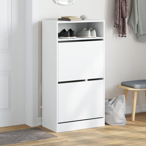 vidaXL Botník biely 60x34x116 cm kompozitné drevo – Obrázok 3
