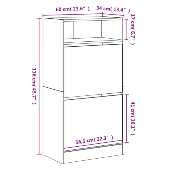 vidaXL Botník biely 60x34x116 cm kompozitné drevo – Obrázok 9