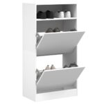 vidaXL Botník biely 60x34x116 cm kompozitné drevo