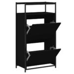 vidaXL Botník čierny 60x34x112 cm kompozitné drevo – Obrázok 2