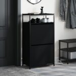 vidaXL Botník čierny 60x34x112 cm kompozitné drevo – Obrázok 3