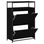 vidaXL Botník čierny 75x34x112 cm kompozitné drevo – Obrázok 2