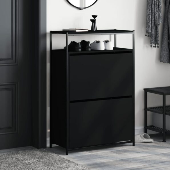vidaXL Botník čierny 75x34x112 cm kompozitné drevo – Obrázok 3