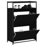 vidaXL Botník čierny 75x34x112 cm kompozitné drevo