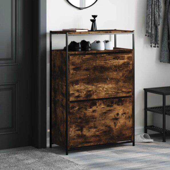 vidaXL Botník dymový dub 75x34x112 cm spracované drevo – Obrázok 3
