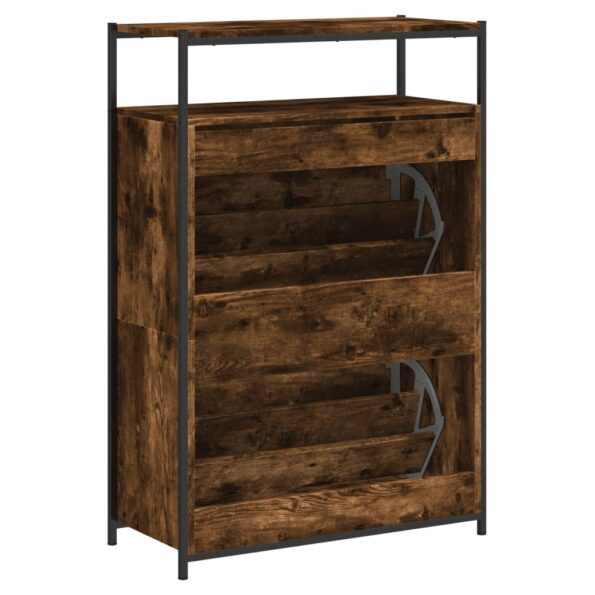 vidaXL Botník dymový dub 75x34x112 cm spracované drevo – Obrázok 7