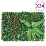 vidaXL Umelý plot z rastlín 24 ks zelený 40x60 cm