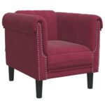 vidaXL Kreslo vínovo-červené zamat – Obrázok 2