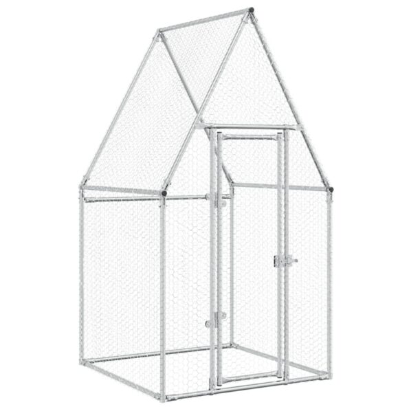 vidaXL Klietka pre kurčatá strieborná 100x100x190 cm pozinkovaná oceľ – Obrázok 2
