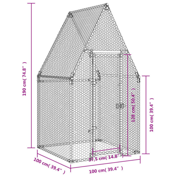 vidaXL Klietka pre kurčatá strieborná 100x100x190 cm pozinkovaná oceľ – Obrázok 11