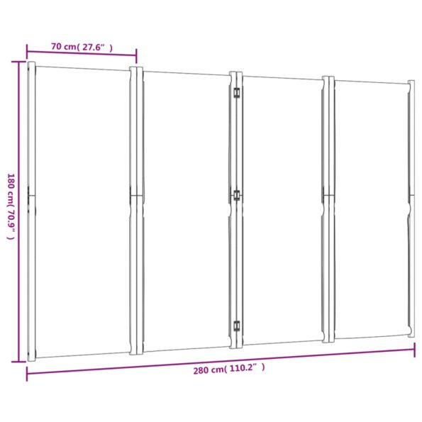 vidaXL 4-panelový paraván tmavomodrý 280x180 cm – Obrázok 8