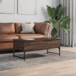 vidaXL Konferenčný stolík hnedý dub 100x50x40 cm kompozitné drevo kov – Obrázok 3