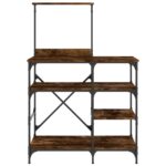vidaXL Pekárenský regál, tmavý dub 90x40x132 cm, kompozitné drevo+kov – Obrázok 4