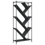 vidaXL Knižnica, čierna 79x30x180 cm, kompozitné drevo a kov – Obrázok 2