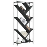 vidaXL Knižnica, čierna 79x30x180 cm, kompozitné drevo a kov – Obrázok 4