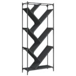 vidaXL Knižnica, čierna 79x30x180 cm, kompozitné drevo a kov – Obrázok 7