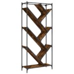 vidaXL Knižnica, tmavý dub 79x30x180 cm, kompozitné drevo a kov – Obrázok 2