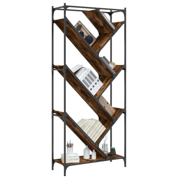 vidaXL Knižnica, tmavý dub 79x30x180 cm, kompozitné drevo a kov – Obrázok 4