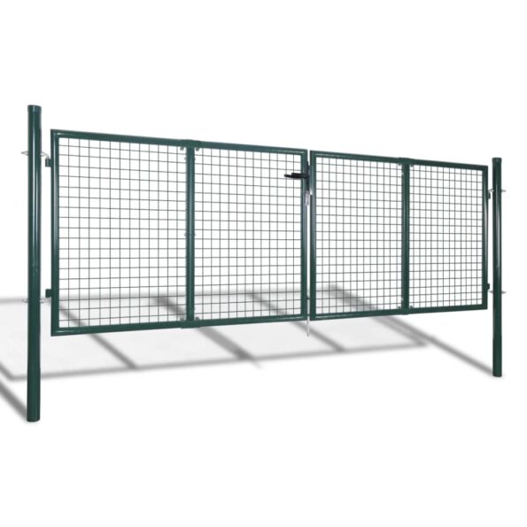 vidaXL Oceľová plotová brána 300x125 cm zelená – Obrázok 2