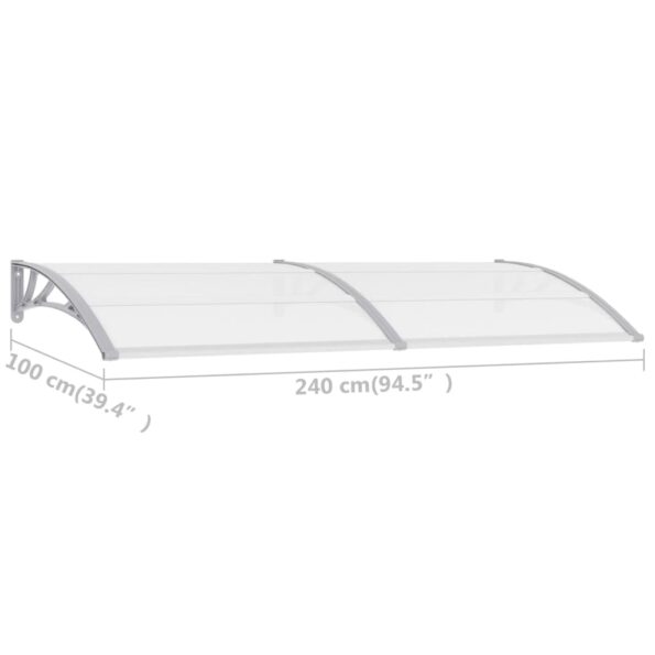 vidaXL Vchodová strieška, sivá 240x100 cm, PC – Obrázok 6