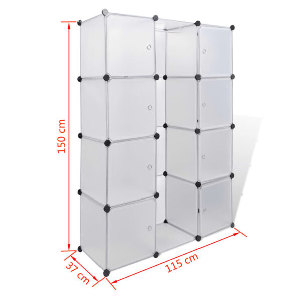 vidaXL Modulárna skrinka s 9 priečinkami 109x36,5x143 cm, biela – Obrázok 7