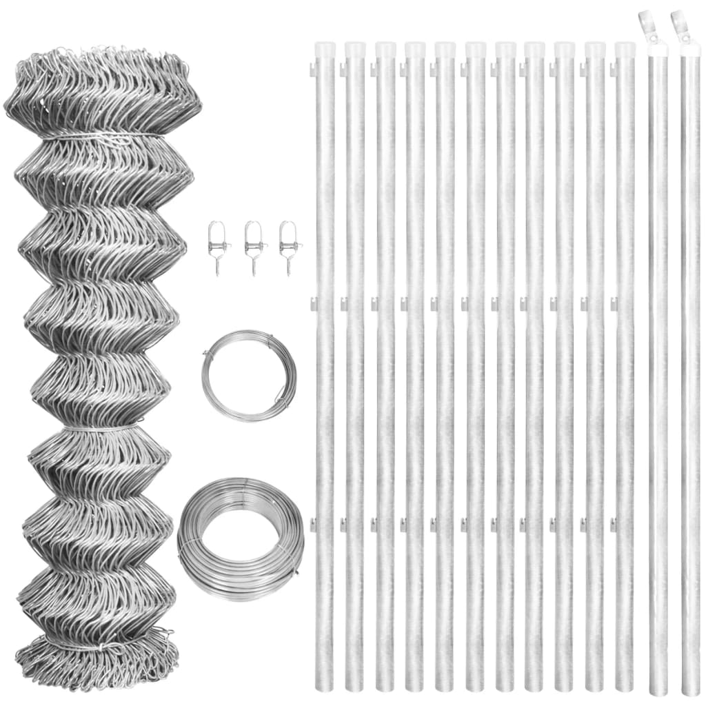 VXL8718475911494_a_en_hd_1.jpg vidaXL Drôtené pletivo+stĺpiky, pozinkovaná oceľ 25x0,8 m, strieborné – Obrázok 1