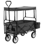 vidaXL Skladací ručný vozík so strieškou, oceľ, sivý