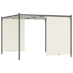 vidaXL Pergola s nastaviteľnou strechou krémovo-biela 3x3 m oceľová – Obrázok 3