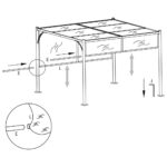 vidaXL Pergola s nastaviteľnou strechou krémovo-biela 3x3 m oceľová – Obrázok 6