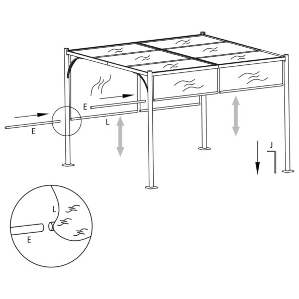 vidaXL Pergola s nastaviteľnou strechou krémovo-biela 3x3 m oceľová – Obrázok 6