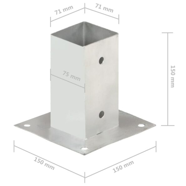 vidaXL Kotvy na stĺpiky 4 ks 71 mm galvanizovaný kov – Obrázok 8