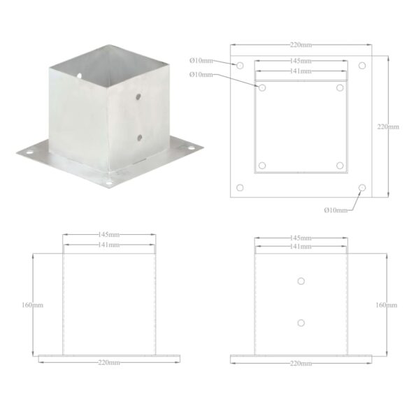 vidaXL Kotvy na stĺpiky 4 ks 141 mm galvanizovaný kov – Obrázok 9