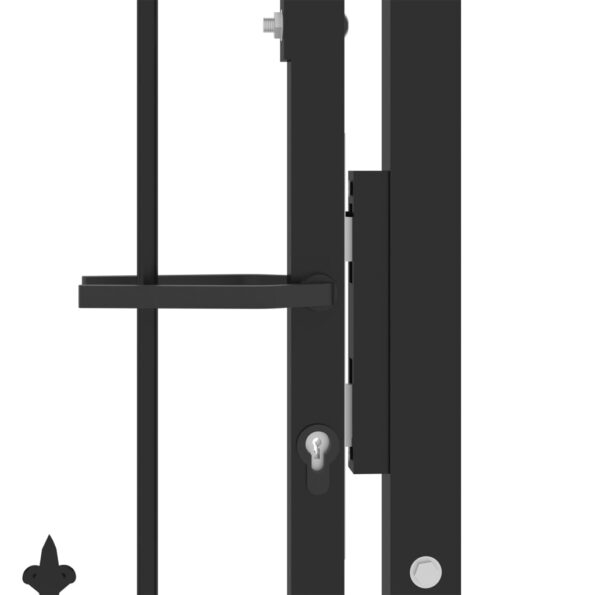 vidaXL Plotová brána EMMEN s hrotmi, oceľ 104x97 cm, čierna – Obrázok 4